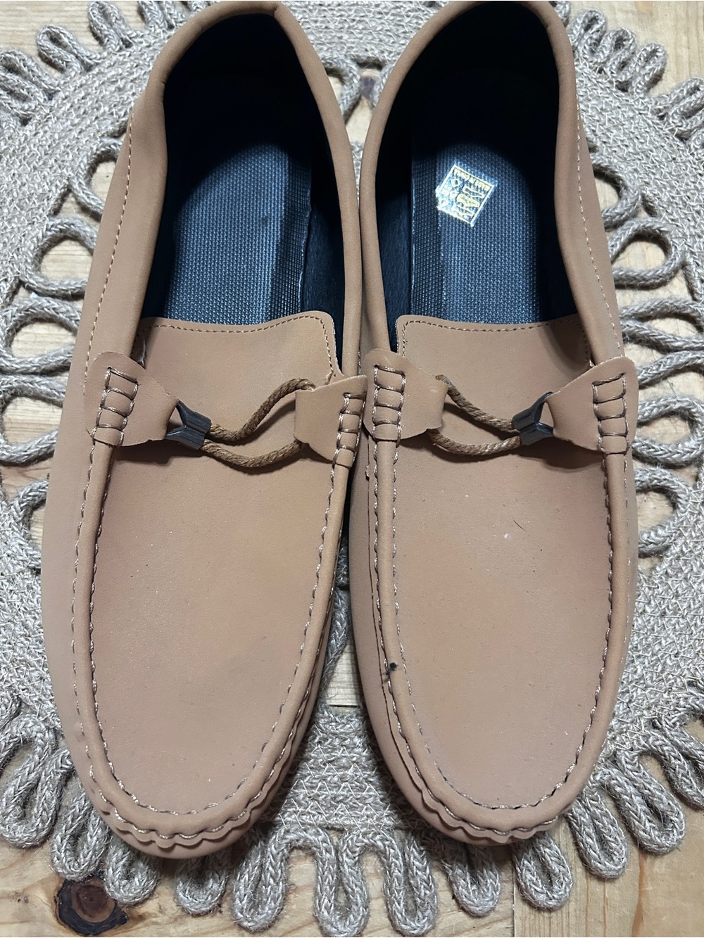 Men's Slip-On Loafers in Light Brown with Braided Accent